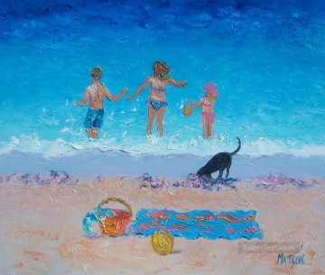 Diversión bajo el sol playa Impresionismo infantil Pinturas al óleo